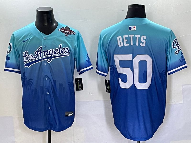 Men 2025 Los Angeles Dodgers #50 Betts Blue Nike MLB Jersey Daoqite style 6